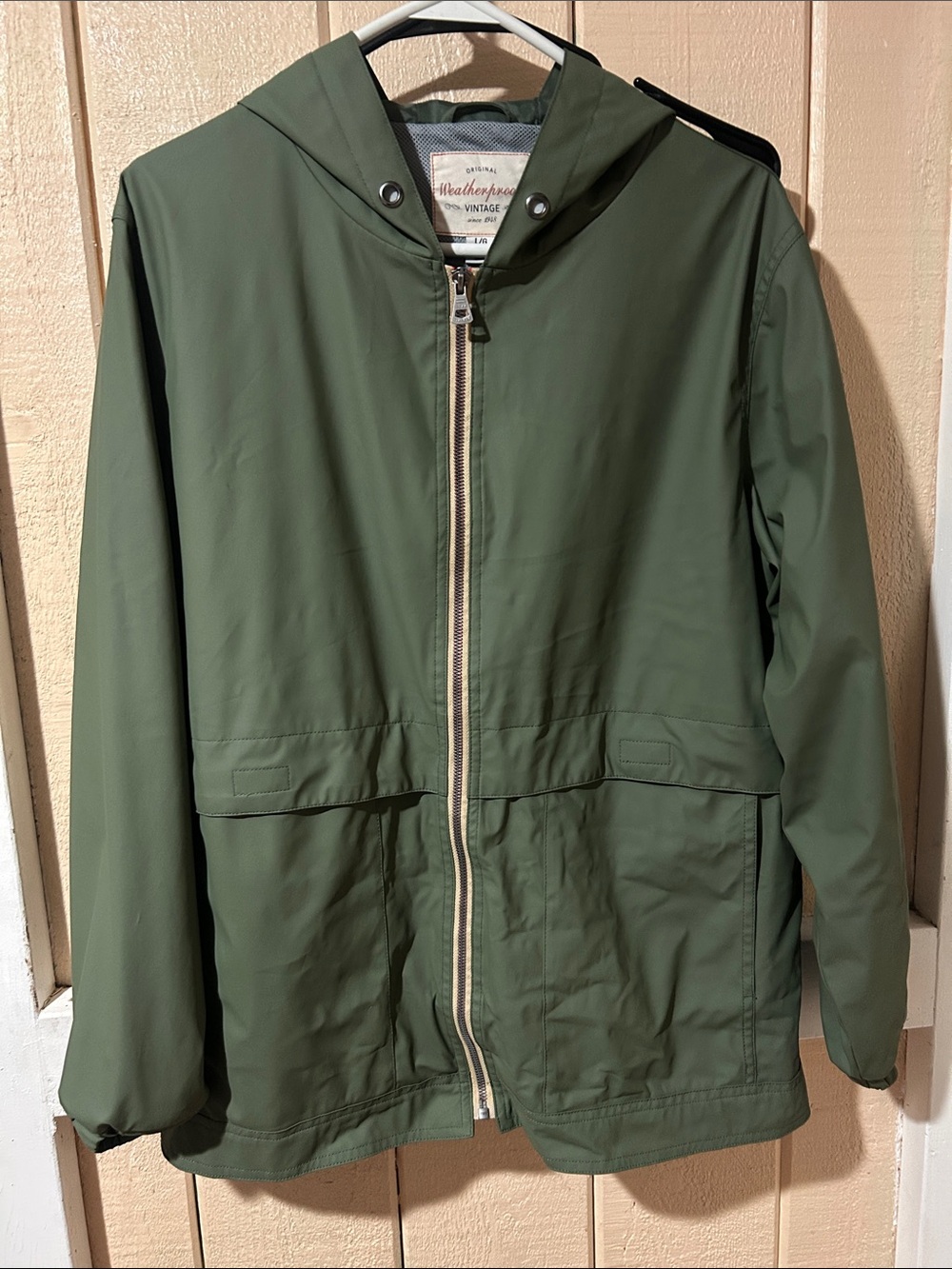Weatherproof Olive Green Hooded Raincoat for Women!